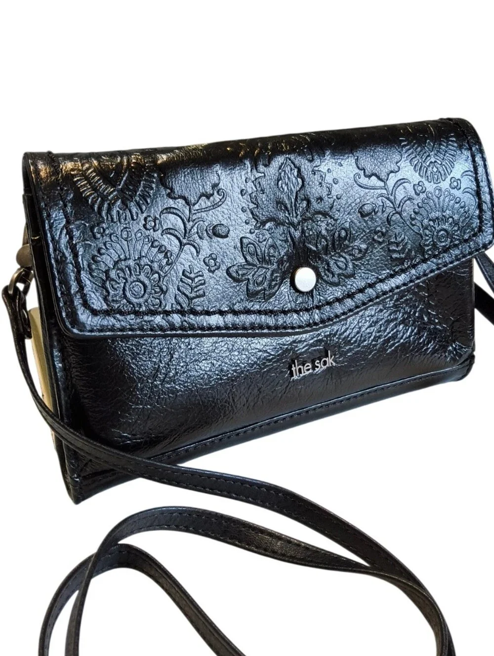 The Sak Redwood Floral Embossed Leather Smartphone Crossbody Bag